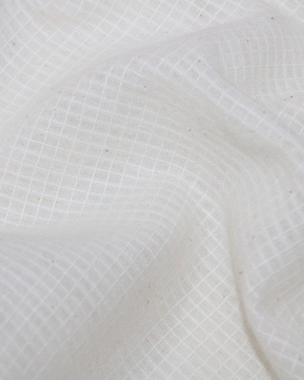 (742) Cotton undyed yardage from Murshidabad - White, textured, checks