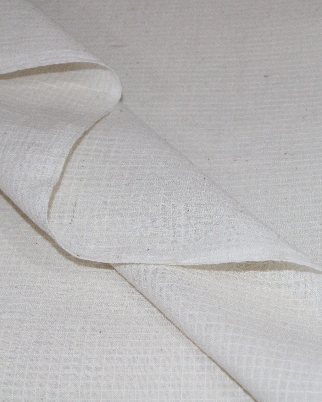 (742) Cotton undyed yardage from Murshidabad - White, textured, checks