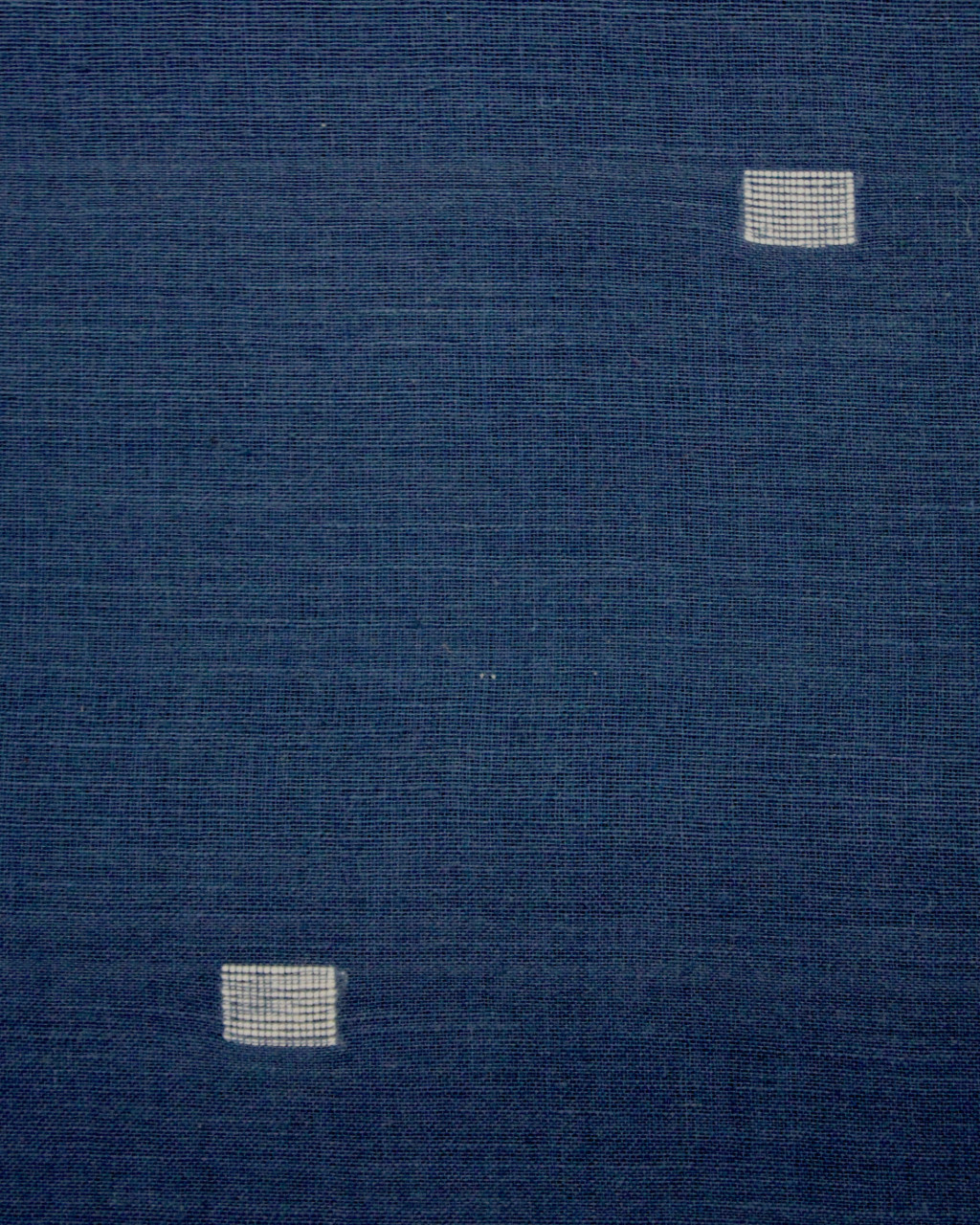 (1975) Cotton and khadi  Azo-free dyed yardage from Shantipur with cotton motifs and cotton motifs - Indigo, white, motif